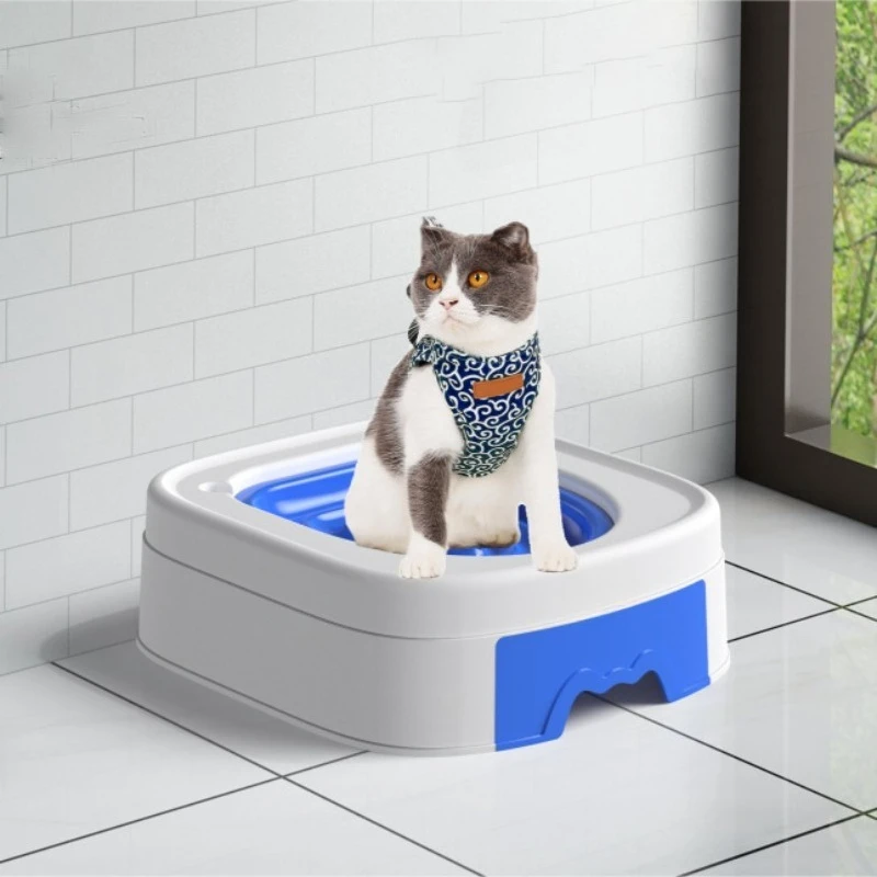 Cat Toilet Training Kit Pet Litter‑Box Training Seat Helper for Kitten Learning To Use Household Squat‑Style Toilet