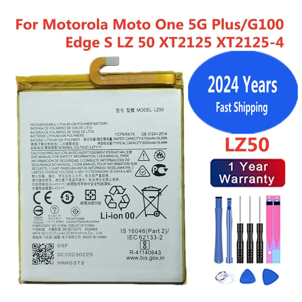 2024 Years LZ50 Replacement Battery For Motorola Moto One 5G Plus G100 Edge S LZ-50 XT2125 XT2125-4 Phone Batteries Bateria