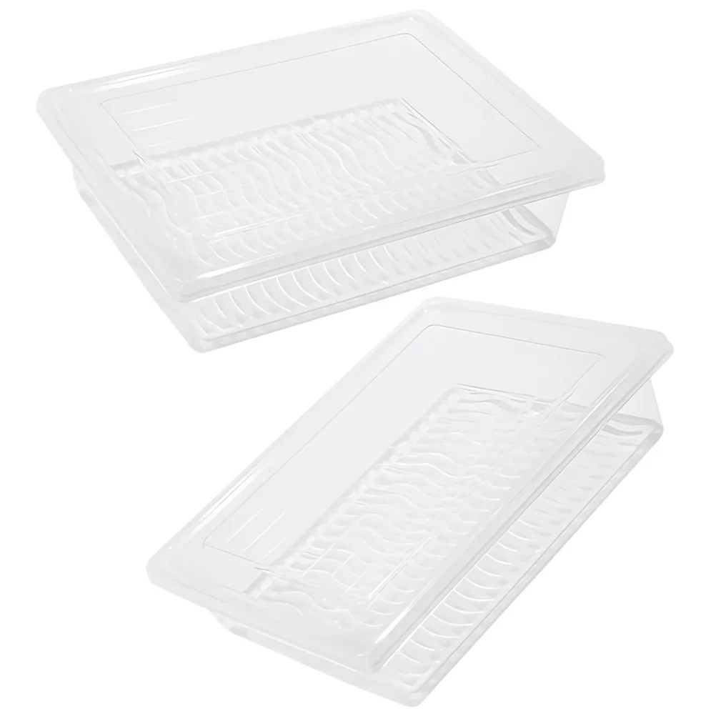 

2pcs Freshness Box With Removable Drain Plates Food Storage Container For Fridge Organizer Airtight Vegetable Fruit Keeper Large