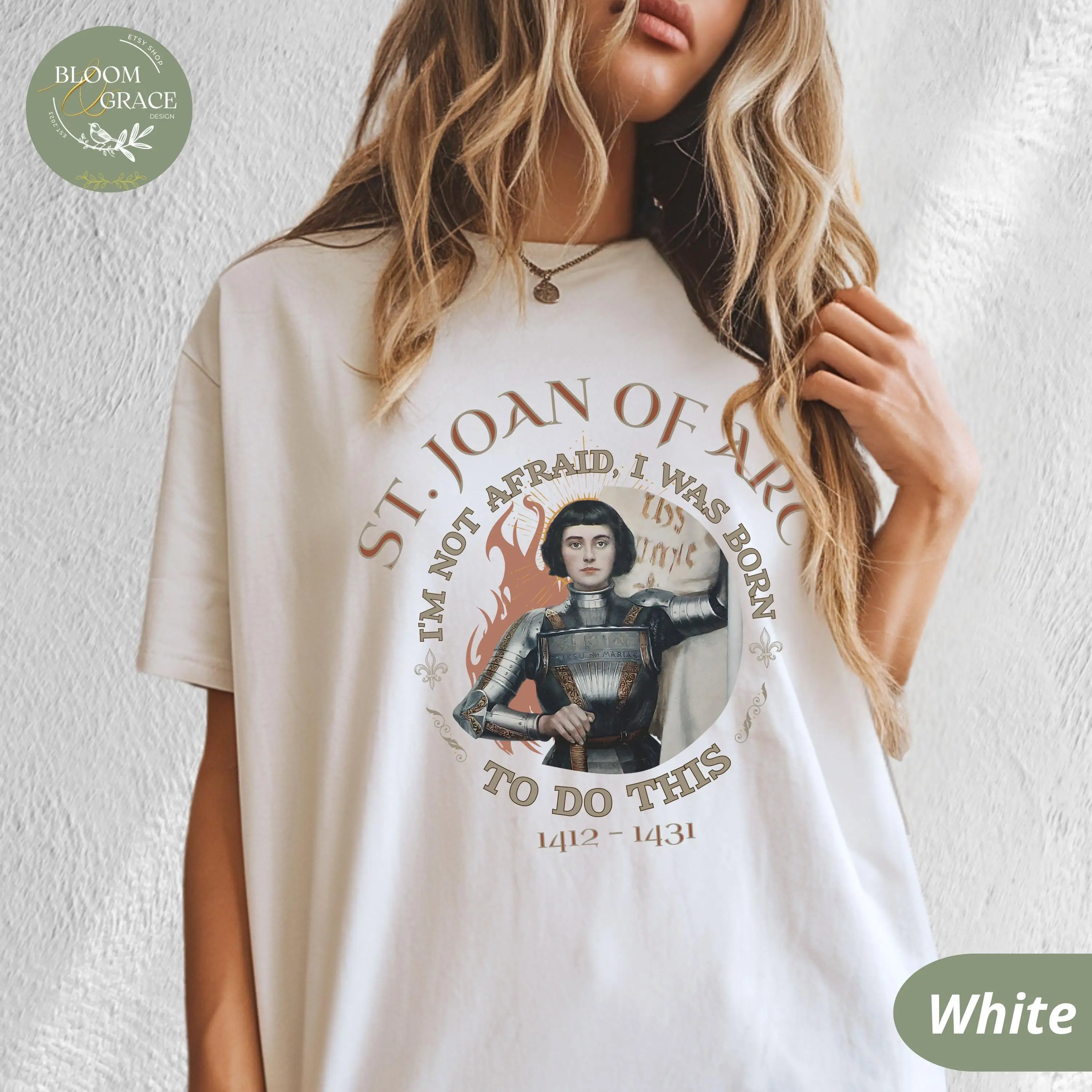 St. Joan of Arc Tee Vintage Christian Warrior Graphic Medieval Inspired Renaissance Shirt Empowered  Icon Tee T-shirt