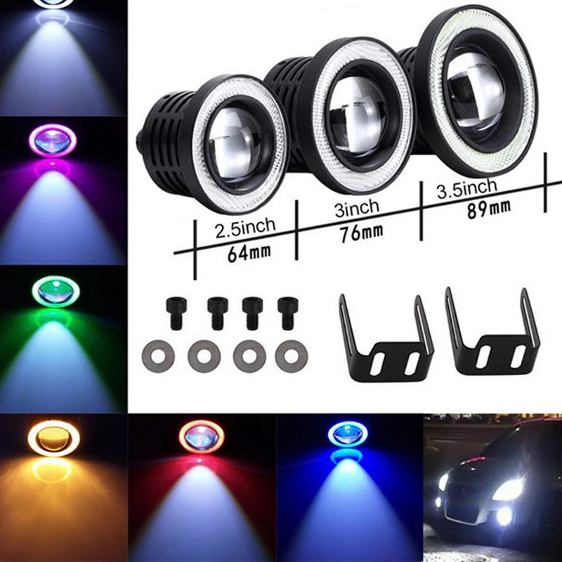 2.5inch Angel Eyes Halo Ring 12v Auto Modified Car LED Fog Light Headlight Bulb projector led COB Auto DRL Fog Light Lamp