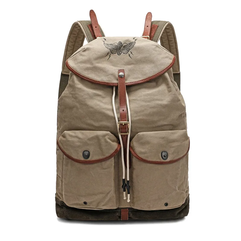 Waterproof oil wax Canvas Leather Daypacks Unisex men Vintage Backpacks women Anti-thief Travel Outdoor Rucksacks Retro Mochilas