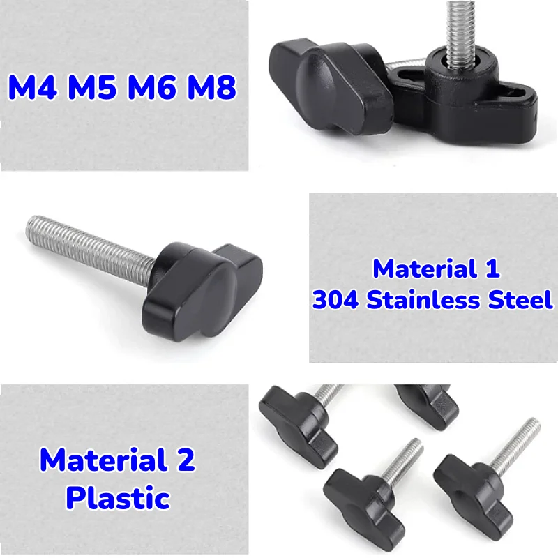 M4 M5 M6 M8 304 Stainless Steel Plastic Z-handle Knob Bakelite Bolt Mechanically Adjustable Thumb Tighten Screws