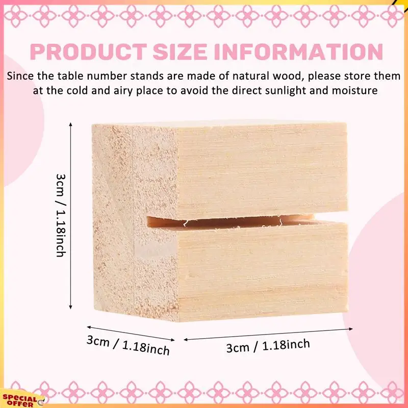 ABFI 20Pcs Wooden Name Card Holder Wooden Table Number Stands Solid Wood Place Card Holders For Name Tags,Pictures,Postcards