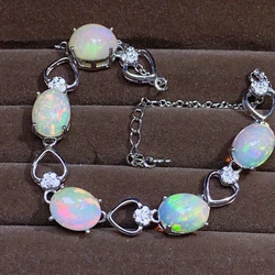 Natural Opal Bracelet for women silver 925 jewelry luxury gem stones 18k gold plated free shiping items