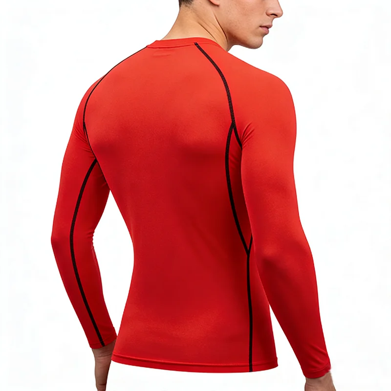 الجري للربيع والخريف للرجال، قمصان رياضية مضغوطة للياقة البدنية للرجال، تي شيرت سريع الجفاف، ملابس رياضية للتدريب في صالة الألعاب الرياضية، قمصان جيرسي #2