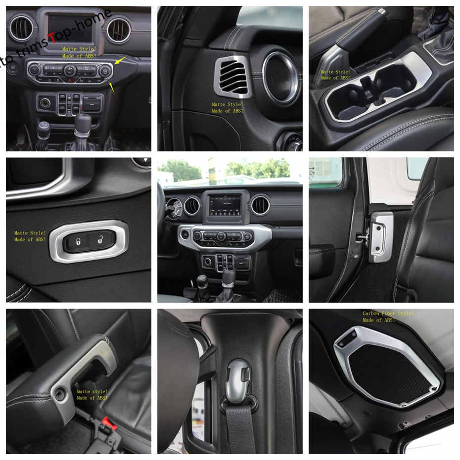 

Yimaautotrims Matte Interior Refit Kit For Jeep Wrangler JL 2018 - 2022 Armrest Box / Dashboard / Air AC / Head Lamps Cover Trim