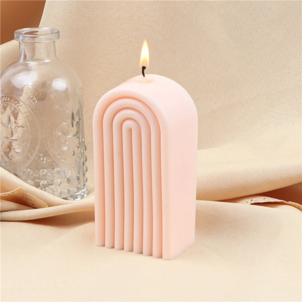 Gewölbte Tor-Silikon-Kerzenform, Regenbogenfarben, U-förmige Harz-Seifenform für DIY Schokolade, Kuchen, Kerzenherstellung, Desktop und Kunstdekoration