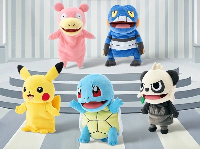 Authentic Pokémon Pikachu Slowpoke Squirtle Hand Puppet Interactive Performance Prop Collectible Holiday Present for Anime Love
