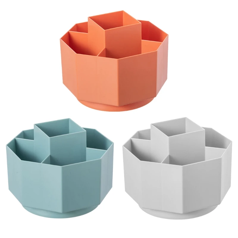 Practical Flexible Stationery Organizer Holder 360 Rotatable Table Pen Holder Stationery Holder 5 Separate Compartments