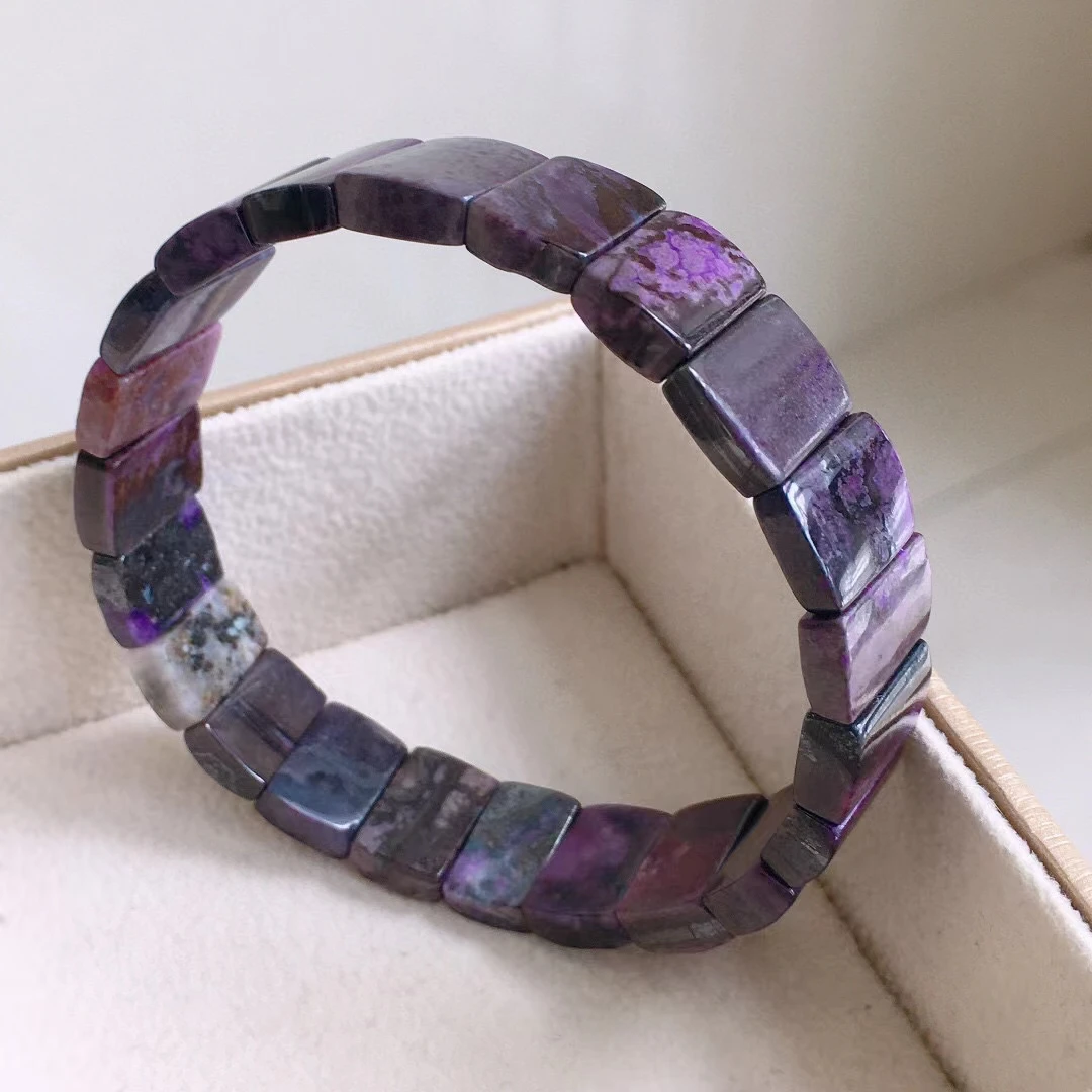 

Natural Purple Sugilite Rectangle Beads Bracelet Bangle 11.8x9.7x4.4mm Women Fashion South Africa Sugilite Healing AAAAAA