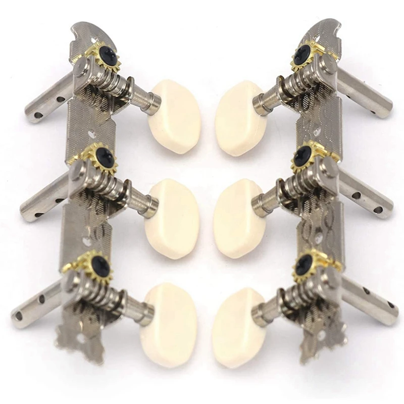 3X Peg Tuning Gitar Vintage Berlapis Emas, Kunci Tuning Mesin, Tuner Lubang Tunggal Untuk Gitar Klasik 3L 3R