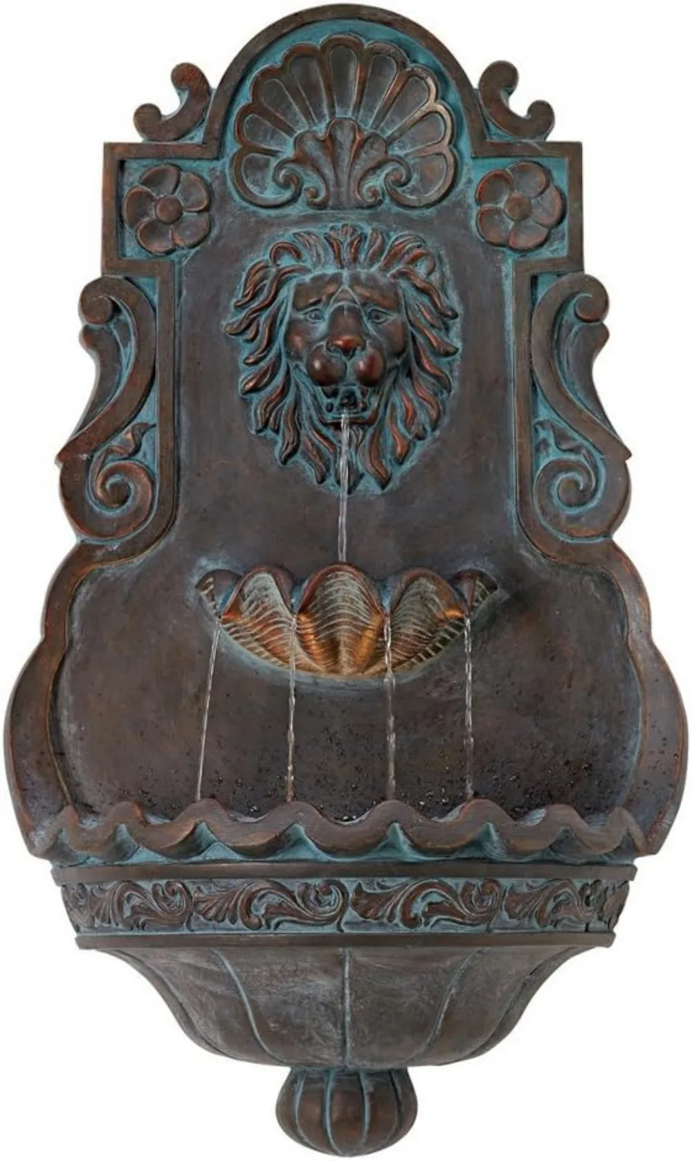 

Royal Lion Head 31 1/2" High Large Rustic Indoor Outdoor Decor Bronze Wall Fountain with Light LED Statue Waterfall Tiered Basin