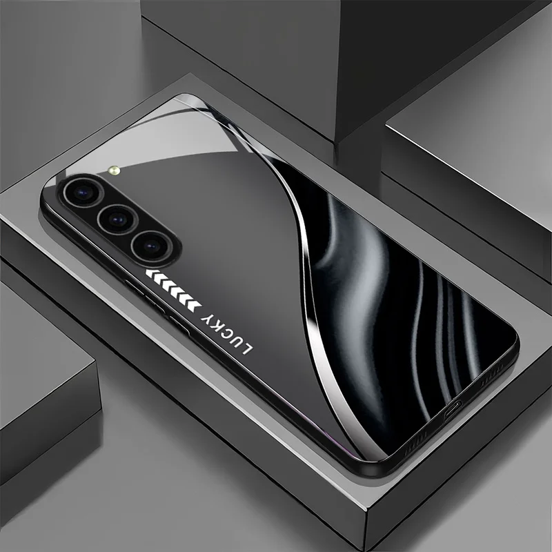 Lucky Ripple Pattern Glass Phone Case Suitable for Samsung Galaxy S26 S25 S24 S23 S22 S20 FE/Ultra/Plus Anti Drop Back Cover