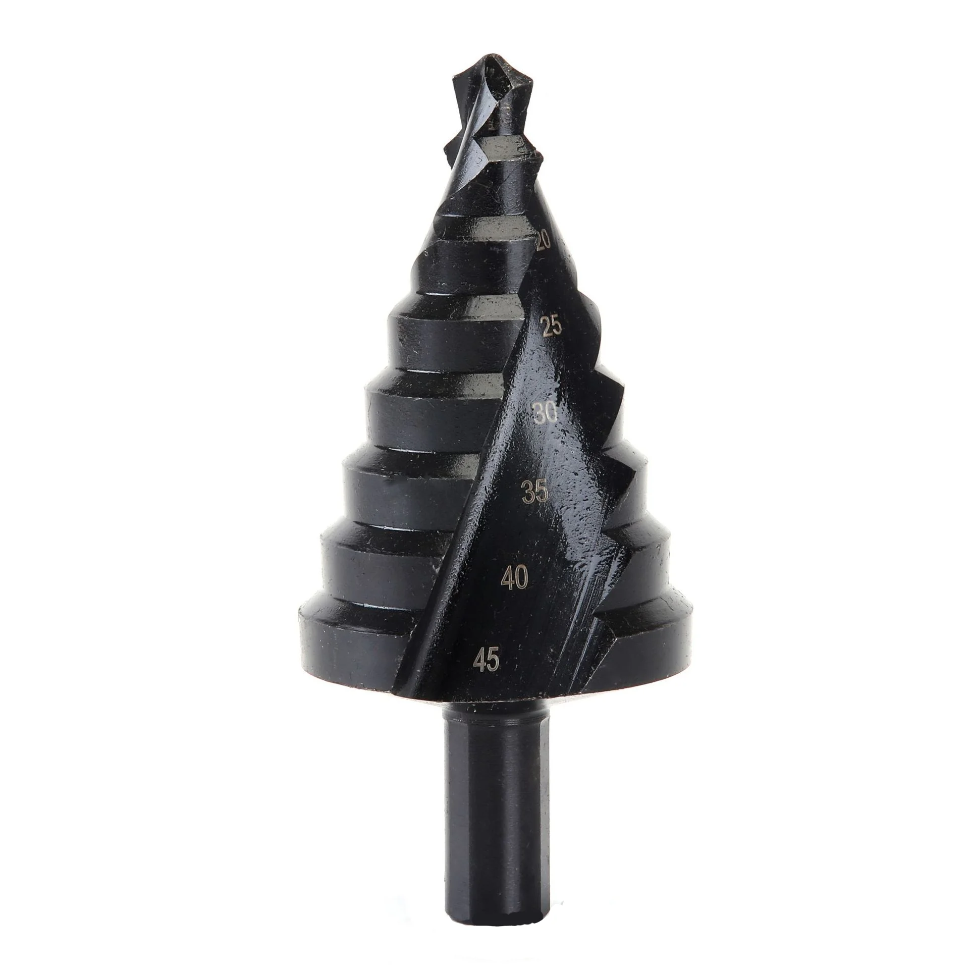 4241 Material Step Drill Bit 10-45mm Pagoda Drill Bit HSS Straight Flute Step Cone Drill Bit Triangle Shank Hole Cutter