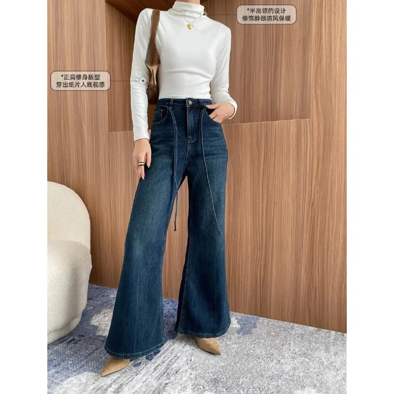 قميص نسائي علوي صديق للبشرة ناعم وناعم ورقبة شبه عالية مقاس نحيف ومتعدد الاستخدامات