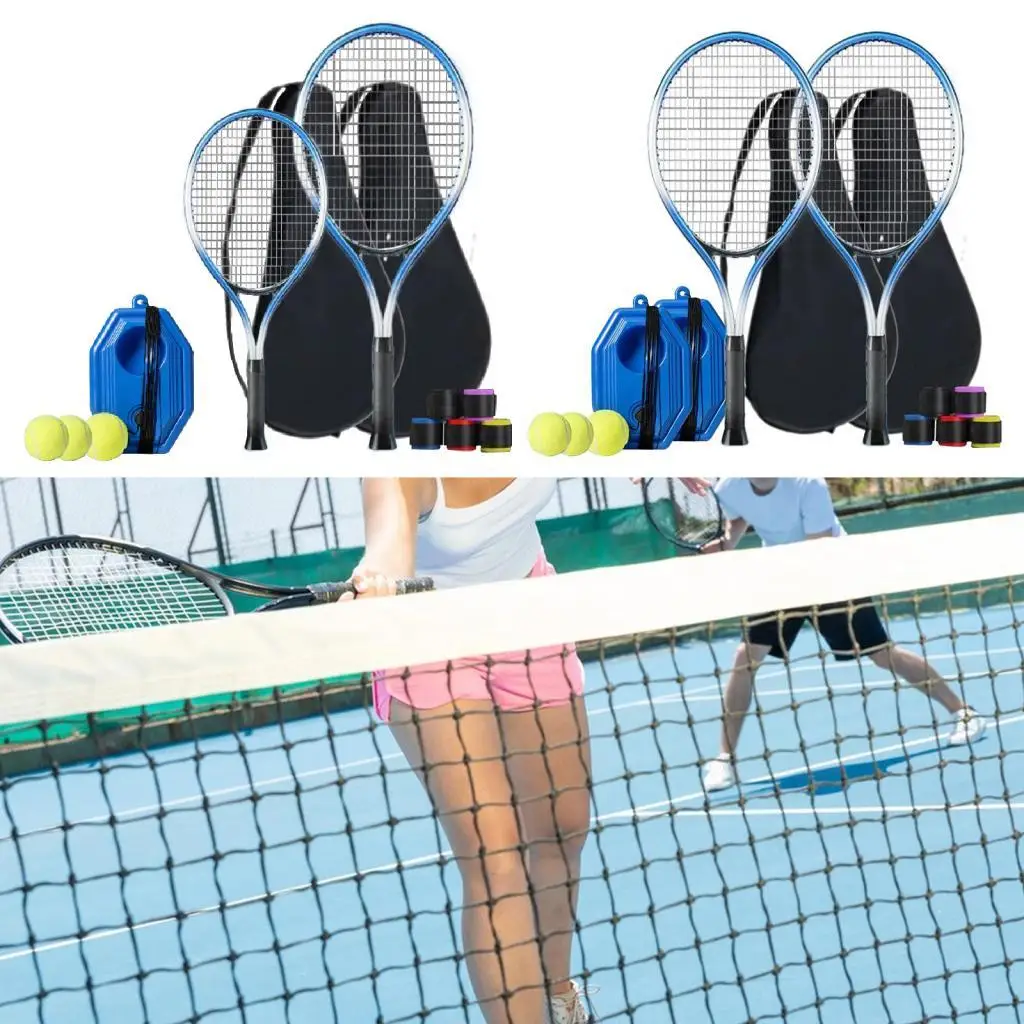 

Solo Tennis Trainer Racket Kit with Grip Tape and Bag for Efficient Training at Home or Park