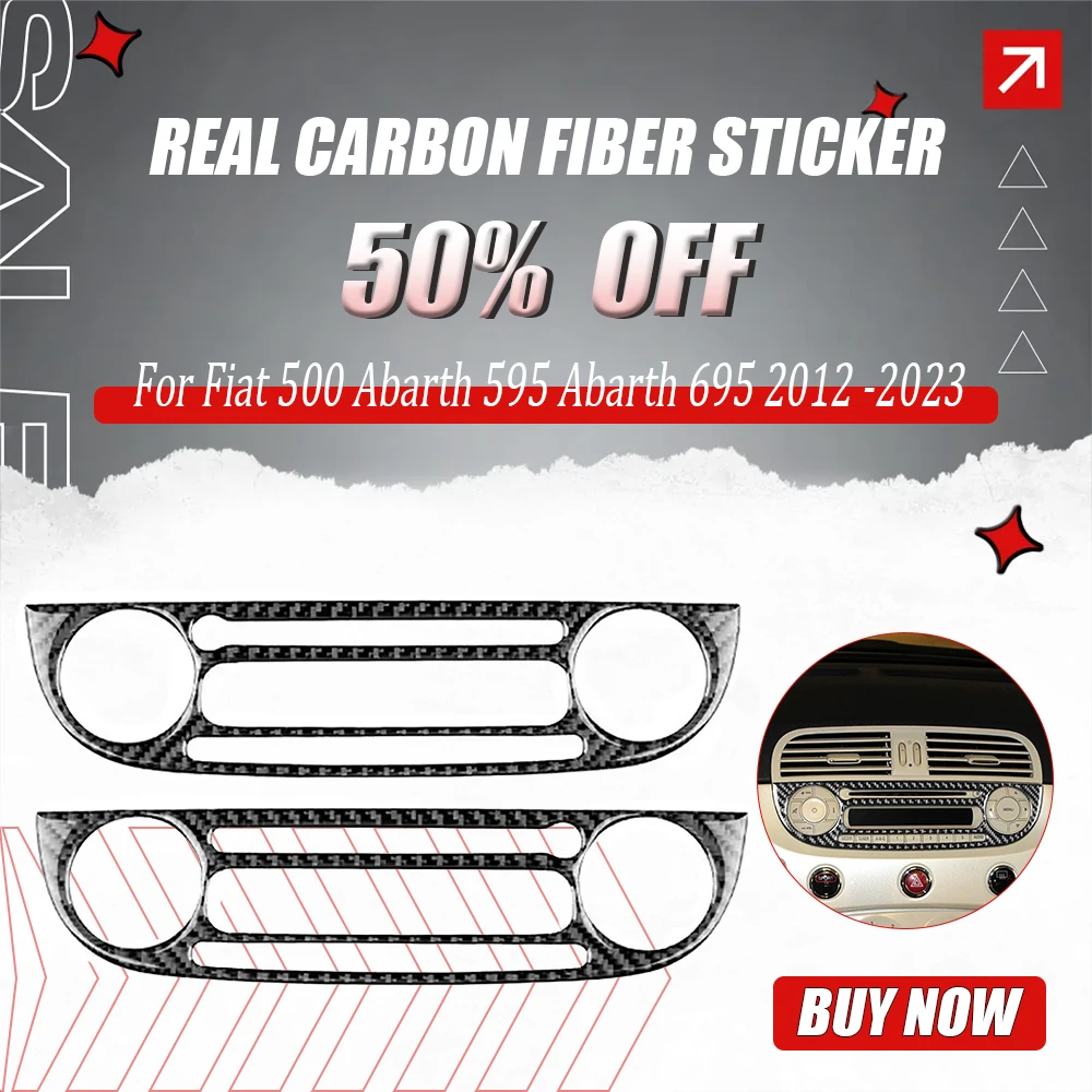 

Center Console Radio CD Panel Cover Real Carbon Fiber Sticker for Fiat 500 Abarth 595 Abarth 695 2012 -2023 Interior Accessories