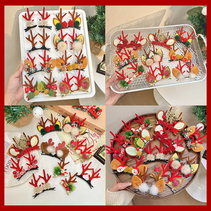 

Girls Christmas Headgear Elk Headband New Year Photo Headband Girl Mori Hairpin Funny Hair Accessories Hairpin Hair Clips HP01