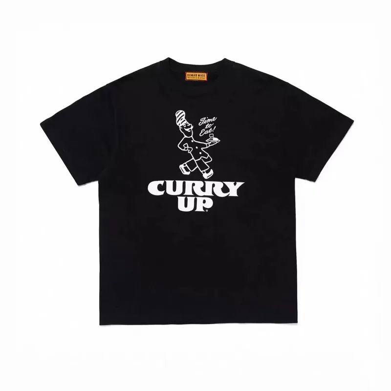 Human Made CURRY UP VERDY Graphic T-Shirt, Slub Cotton Tee for Unisex