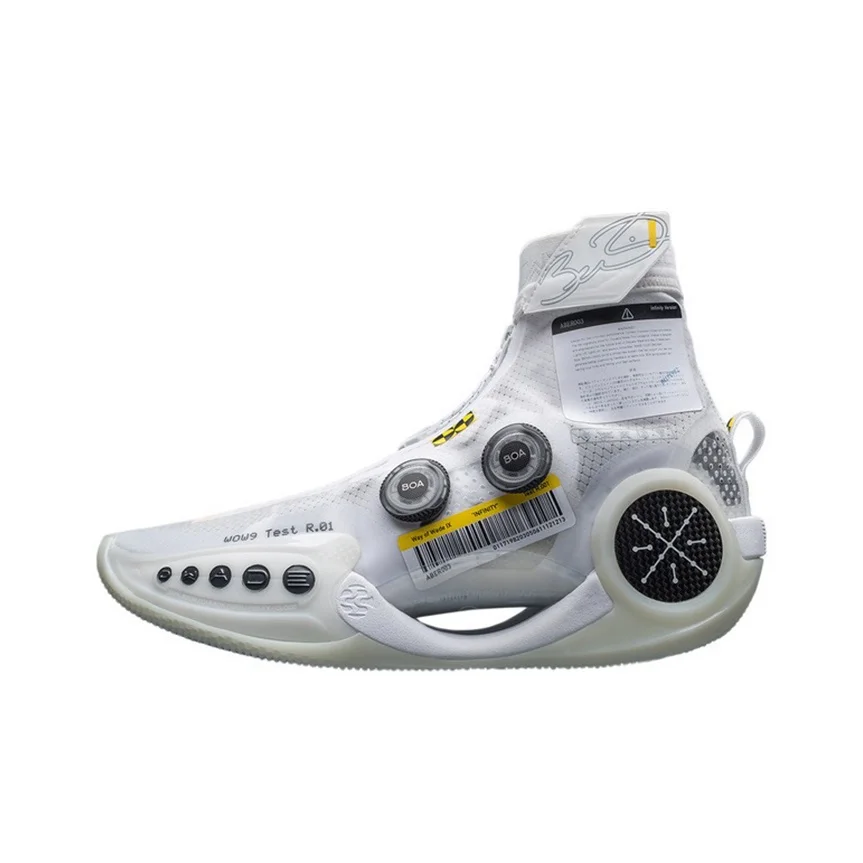 Li Ning WOW 9 Infinity 'Test R1' Glow In The Dark High top Basketball Shoes Men's White ABER003-7