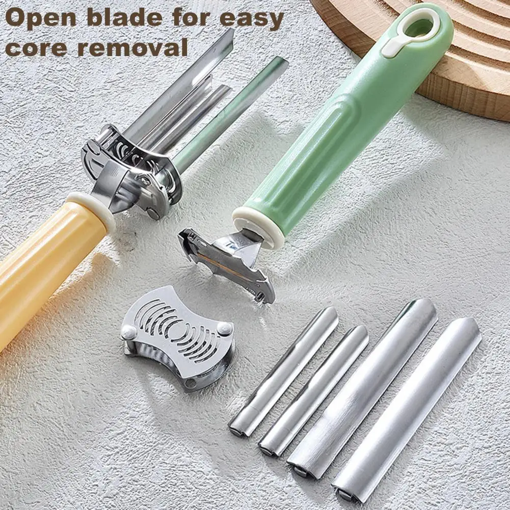 Vegetable Corer Tool Bell Pepper Corer Device Adjustable Stainless Steel Fruit Corer Vegetable Deseeder Tool 2-in-1 for Quick