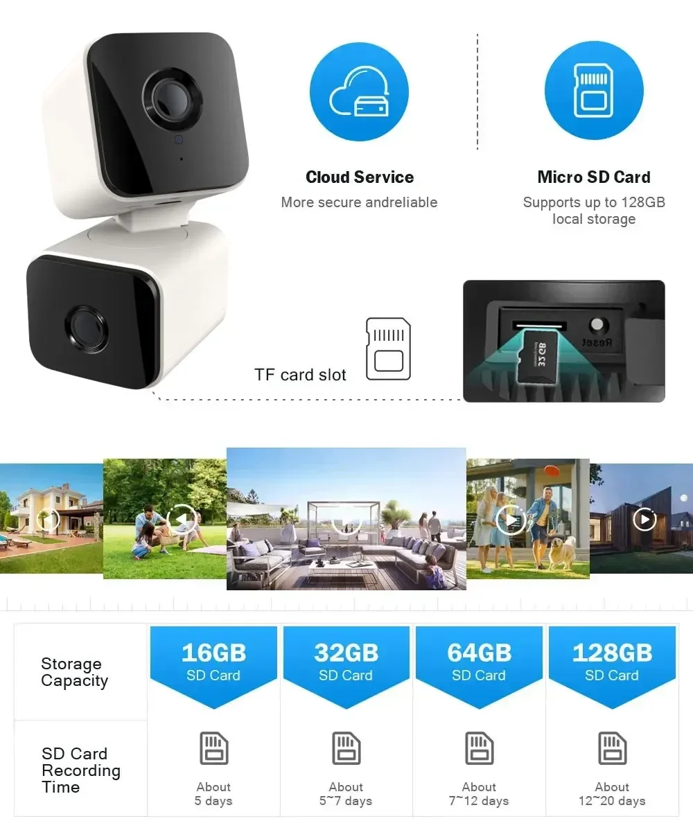 Smart WiFi Camera MINI Dual lens 8MP Two screens PTZ HD Video Surveillance IP Camera Wi-Fi Baby Monitor Wireless Camera Tuya
