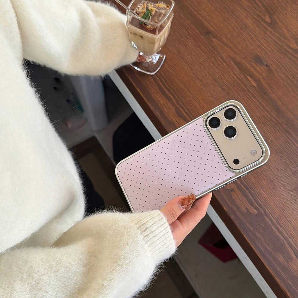 Koreanische INS Polka-Dot-Muster, galvanisierte Silber-Handyhülle für iPhone 17 Promax 18 13 14 15 16 Pro Max, stoßfeste Schutzhülle Funda – Detail 19