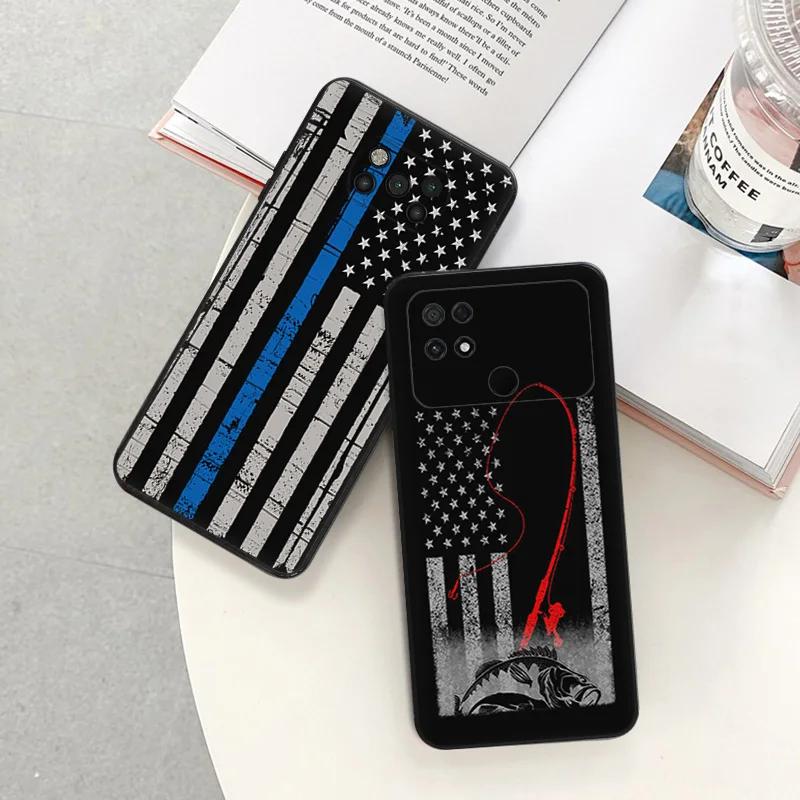 Soft Silicone United States Flag Phone Case For Xiaomi Poco C61 X5 X4 X3 C50 C51 C40 M5 M4 M3 F5 F4 F3 F1 Printing Protect Cover