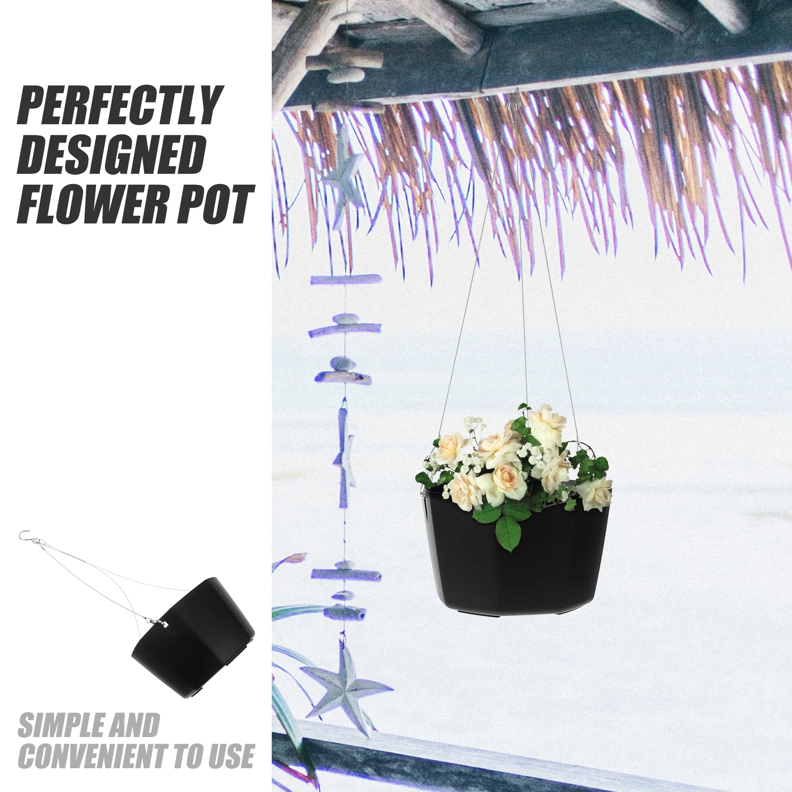 

2Pcs Hanging Plant Pot Plastic Stainless Steel Balcony Flowerpot Indoor Outdoor Garden Basket for Succulent Flowers Chlorophytum