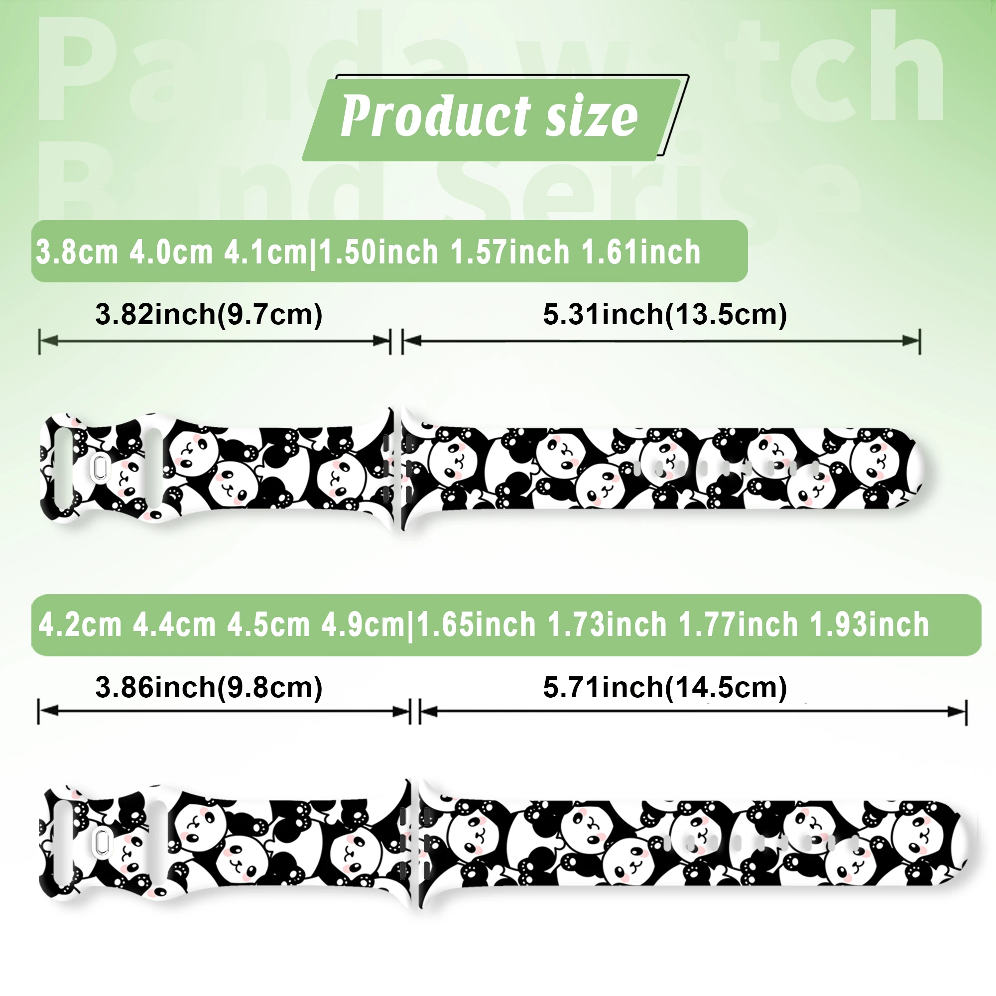 Correa estampada serie Panda para Apple Watch 10 9 8 7 pulsera reemplazable de silicona para iWatch 46mm 44mm 42mm 41mm correa de reloj