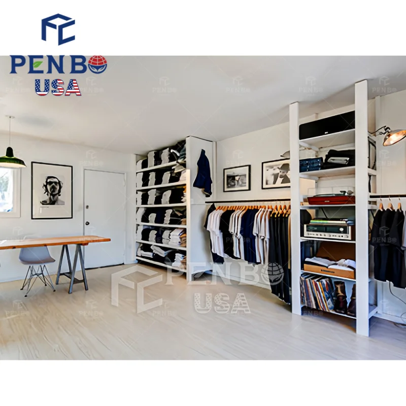 

custom.White Style Simple Garment Shop Interior Design Tailor-Made Wooden Clothing Store Shelves And Showcase Sale