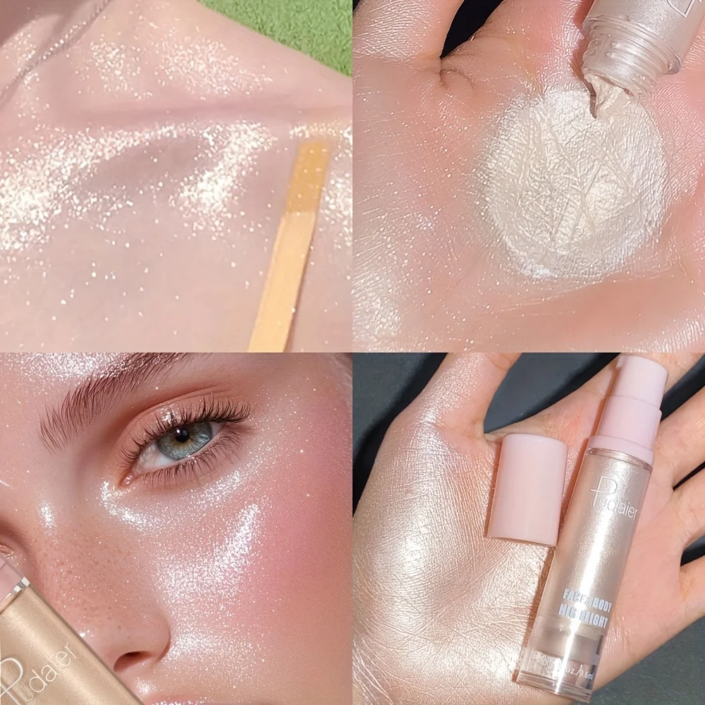 リキッド ハイライター - モイスト グリッター フォーミュラ、長持ちする高品質、きらめく仕上がりで顔の特徴を強調、メイクアップ