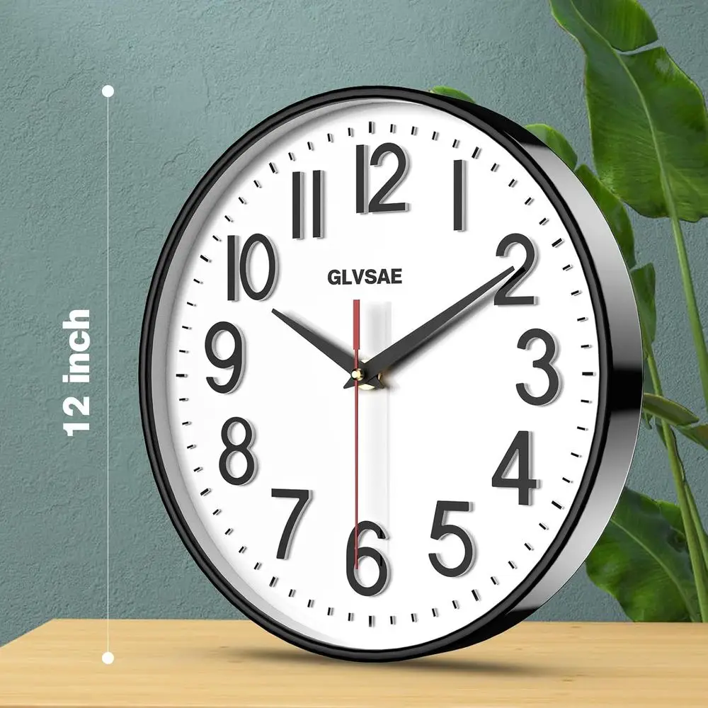 12 Battery-Powered Silent Wall Clock with Large, Easy-to-Read Dial for Home, School, and Office