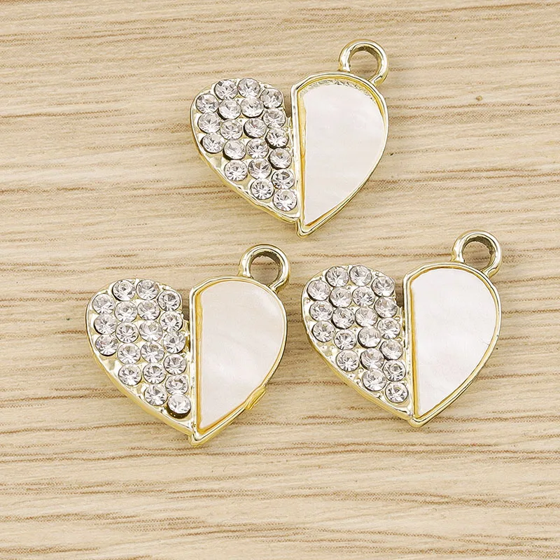 Tusember 10 Stück Exquisite Silberfarbene CZ-Kristall-Herzanhänger für Ohrhänger, Halsketten und Schmuckherstellungszubehör – Detail 9