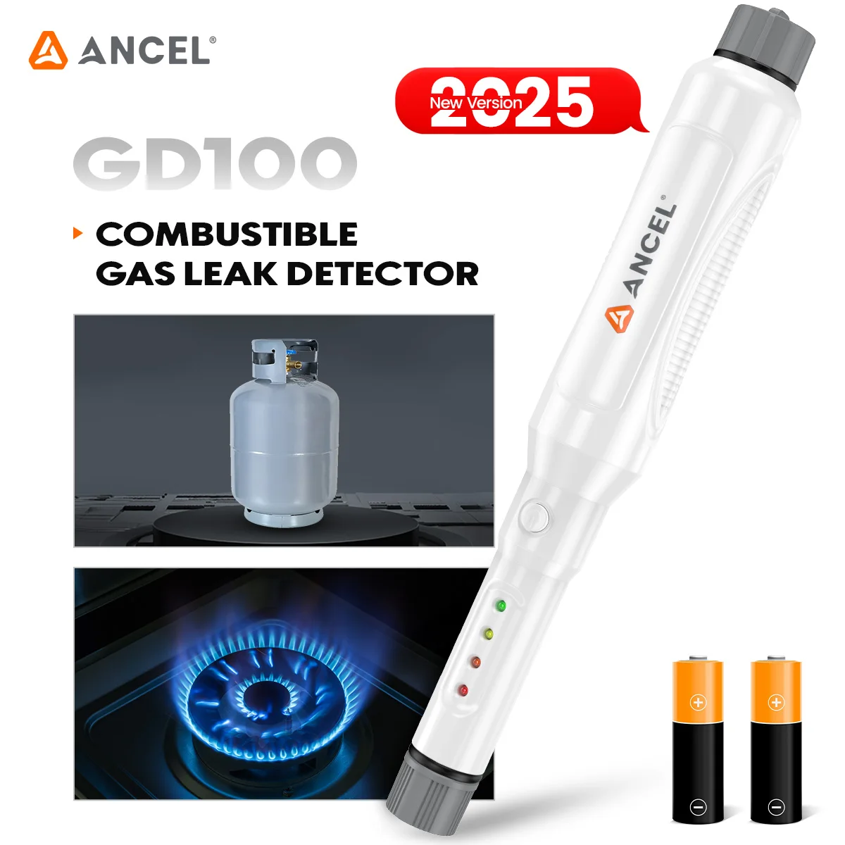 

ANCEL GD100 Детектор утечки газа Ручка Зуммер Сигнализация Автомобильная труба Диагностика утечки и излучение Газоанализатор Инструмент для горючих газов
