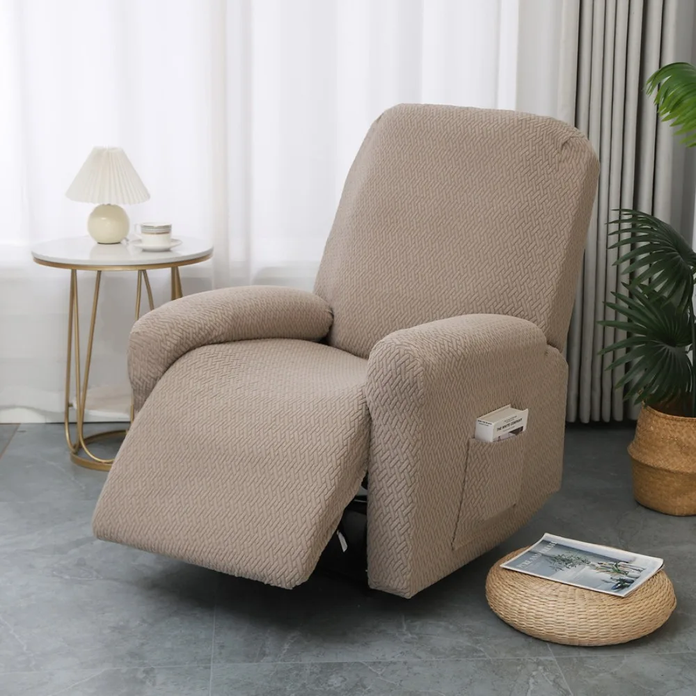 Durable Elastic 1 Seat Sofa Cover Non Slip Stain Resistant Recliner Cover with Pocket Wear-resistant Sofa Protector Study