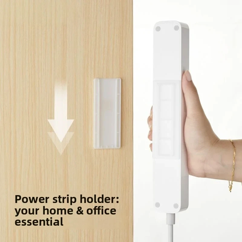 Self-Adhesive Power Strip Organizer (1-5 Pack) - Plastic Cable Management Holder with Sliding Rail for Home Wire Socket