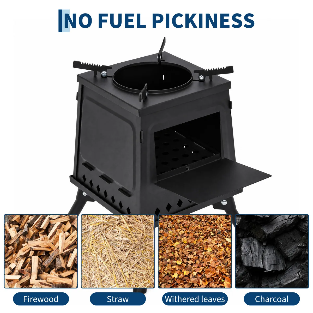 Portable Cast Iron Heat-Resistant Stove for Outdoor Cooking & Heating – Dual Fuel Collapsible Camp Stove for Camping, Backyard, Patio, RV & Urgent