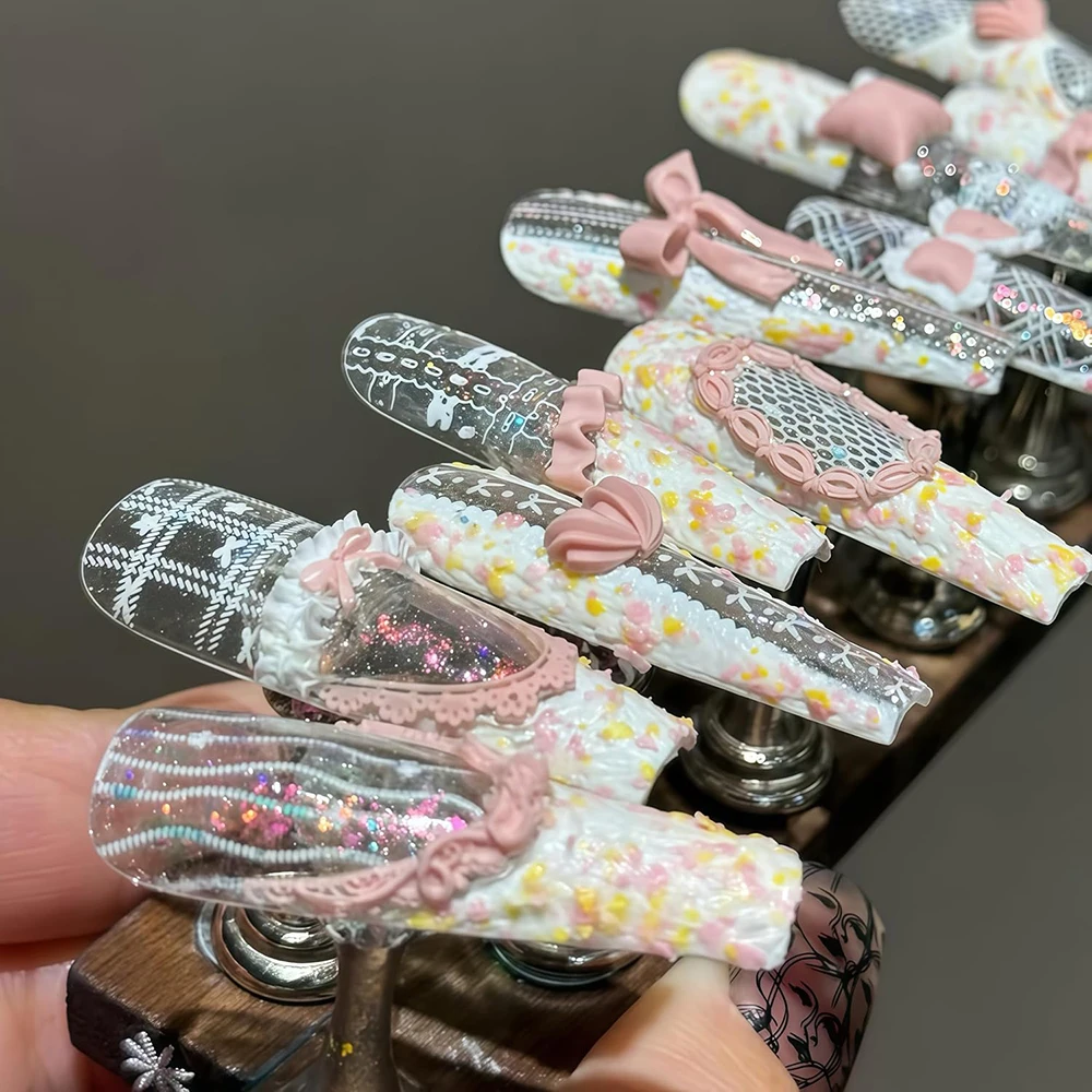 Mädchen Blumen Creme Nagelform 3D Silikon Nagelkunst Harz Charms Form für Maniküre DIY Blumen Herz Kawaii Nageldekoration – Detail 3