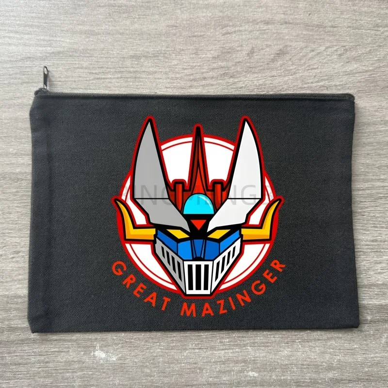 

Сумка-косметичка на молнии из холщовой ткани с изображением робота Мазингера Z, черная, для путешествий, парфюмерии, помады, кошелька, подарок для вязальщиц