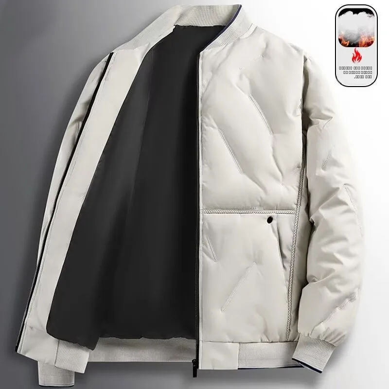 

Autumn Winter Men's Baseball Collar Casual Flight Jaet New 2025 Trendy Brand Loose Fit Long Sve Pure Color Cotton Coat