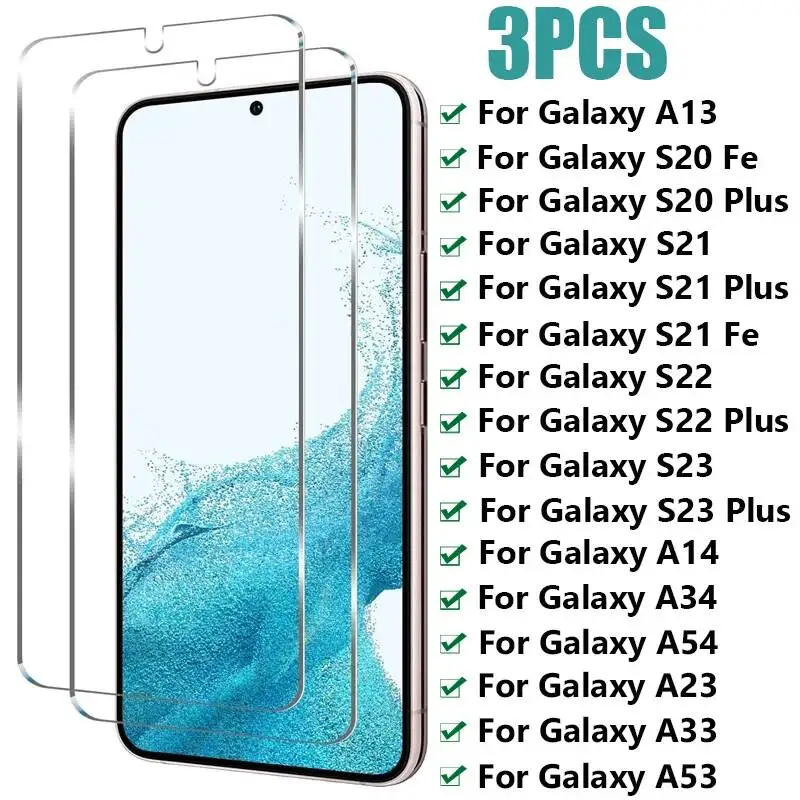 

Защитные пленки на весь экран, 3 шт., для Samsung Galaxy A14 A54 A34 A24 A03S A13 A33 A23 A53 A73 S21 S20 Fe S22 S23 Plus, закаленное стекло