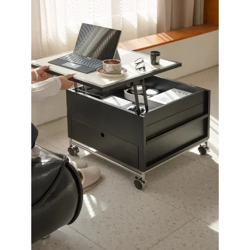 Mobile lift coffee table solid wood