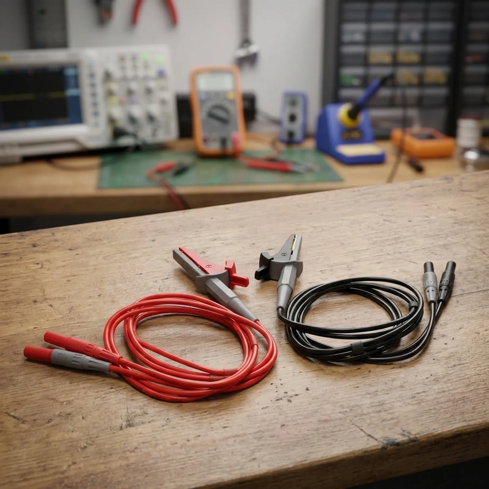 Kelvin Two-Pair Test Leads for Battery Internal Resistance and LCR Applications with Heat-Resistant Silicone Wire and Clips