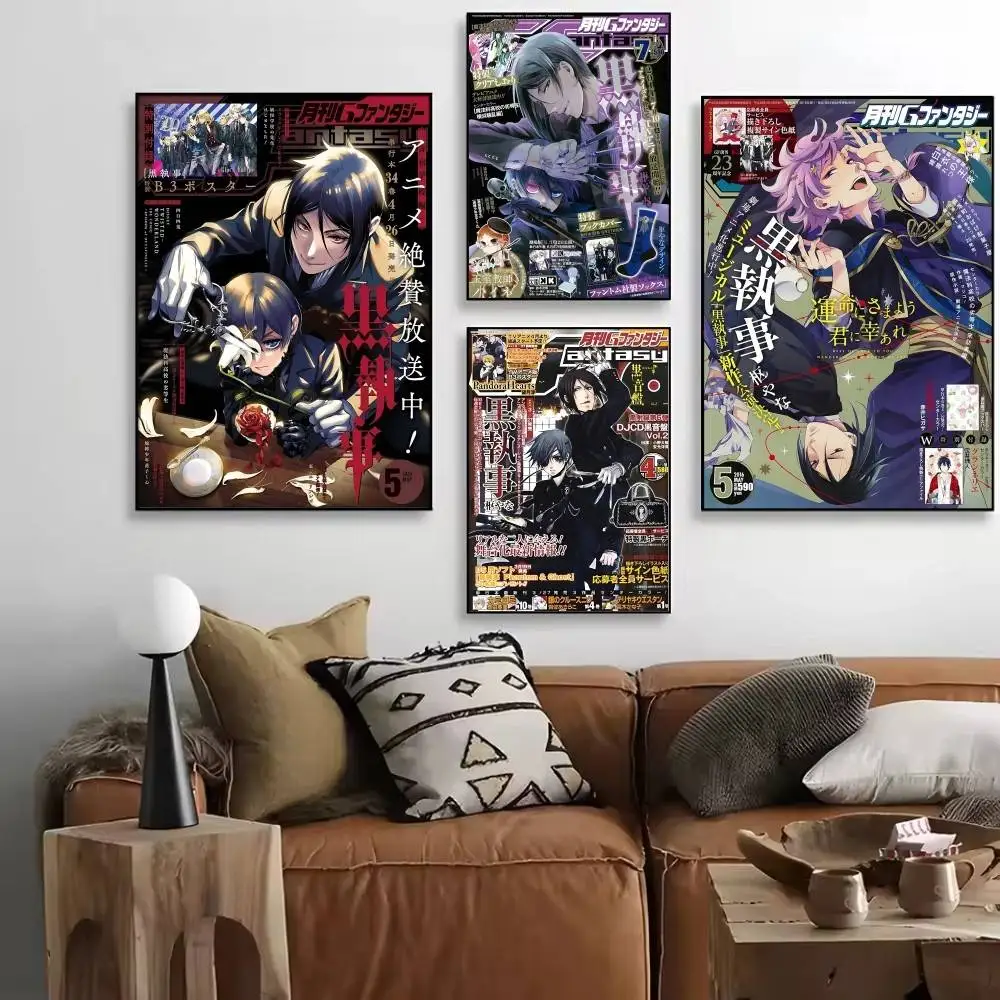 1PC Anime B-Black Butler Weekly Magazine Posters HD Print Vintage Wall Art Decor for Home Study Room