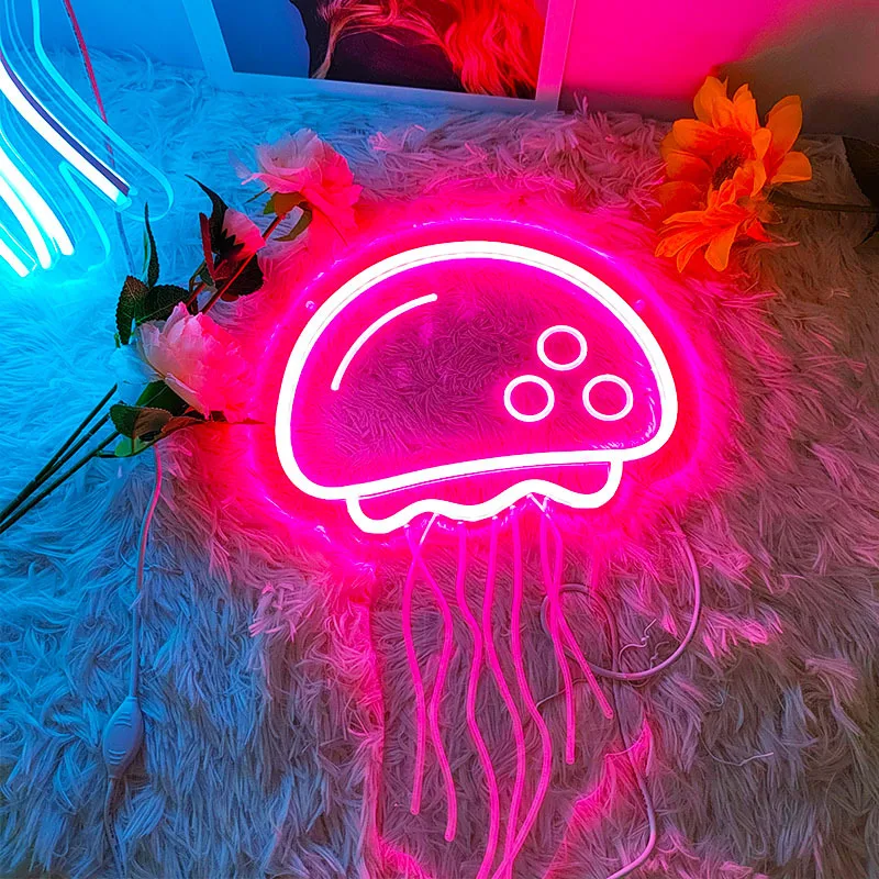 Jellyfish Neon Signs for Wall Decor Light Up Personalized for Party Wedding Shop Window Restaurant Birthday Wall Decoration