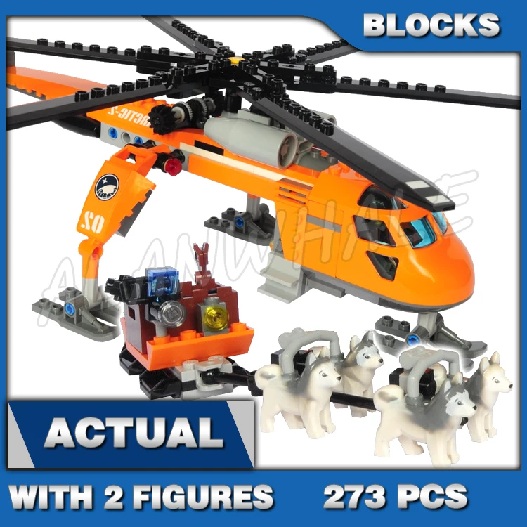 273pcs City Arctic Helicrane Copter Husky Sled Ice Block Container 10439 Building Block Toys Compatible With Model