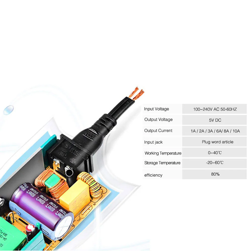 5V WS2812B LED Power Supply 1A/2A/3A/6A/8A/10A Switching Adapter SK6812 LPD8806 WS2801 WS2811 LED Strip Light