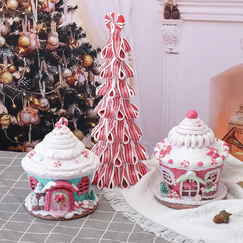 Mini Christmas Tree Decorative Miniature Christmas Tree Candy Cake Shaped Artificial      Christmas Tree For Home Tabletop Decor